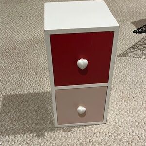 Heart Knob Dollhouse Storage Cabinet - Red and Pink